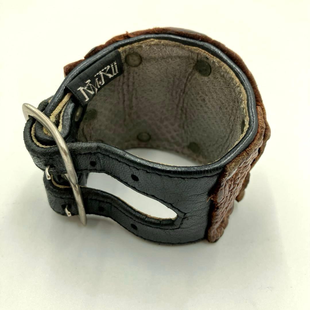 公*o様 【希少】KMRII　レザーブレスレット ダブルバックル クロコ型押し