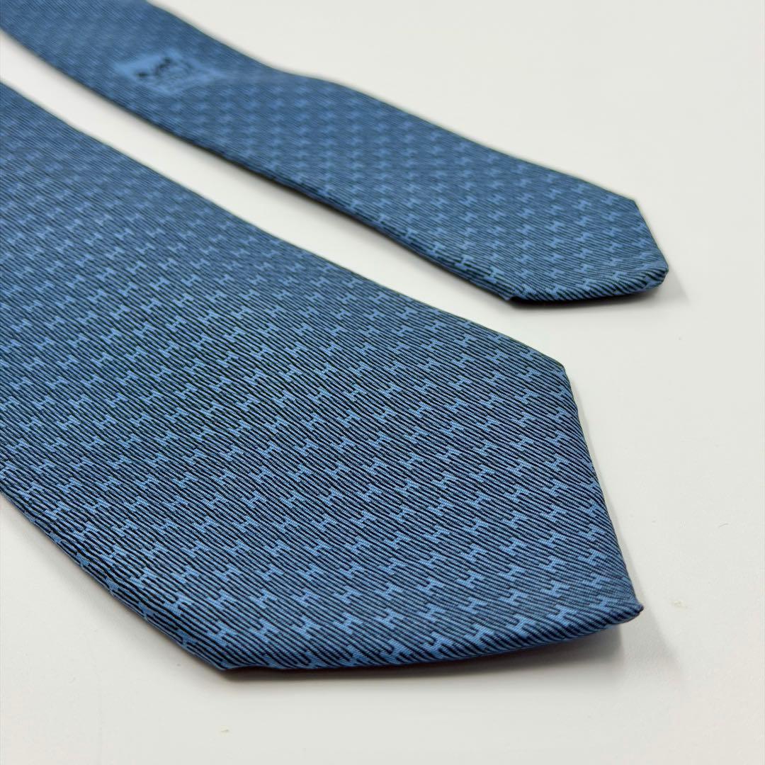 ✨️美品✨️ HERMES エルメス ネクタイ H柄 ブルー ネイビー