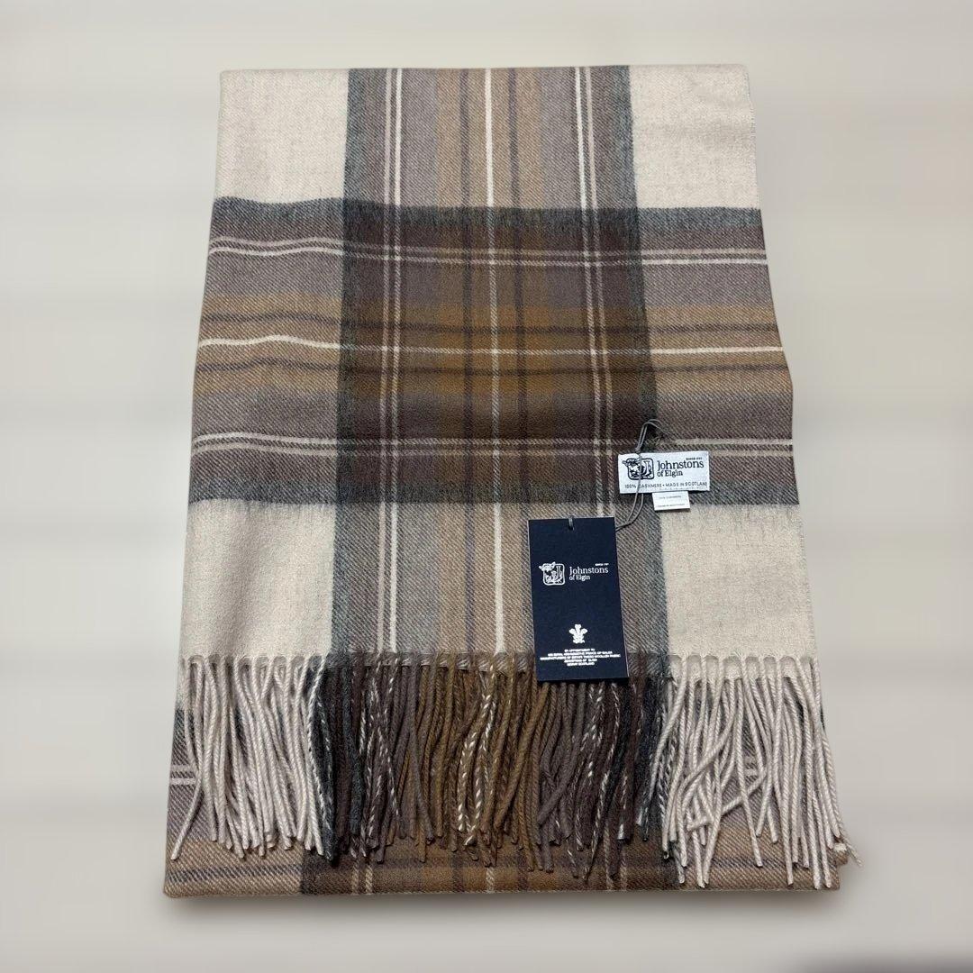 新品　ジョンストンズ　大判　カシミヤ　ストール　タータンチェック