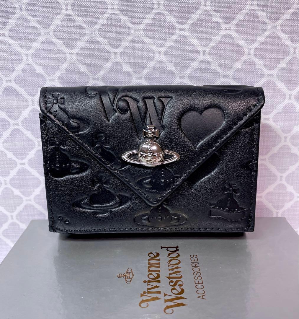 【内柄も素敵☆最新】Vivienne Westwood 三折財布 マットブラック