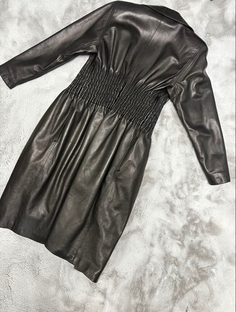 GIANNI VERSACE ヴェルサーチ ブラックレザー ロングジャケット