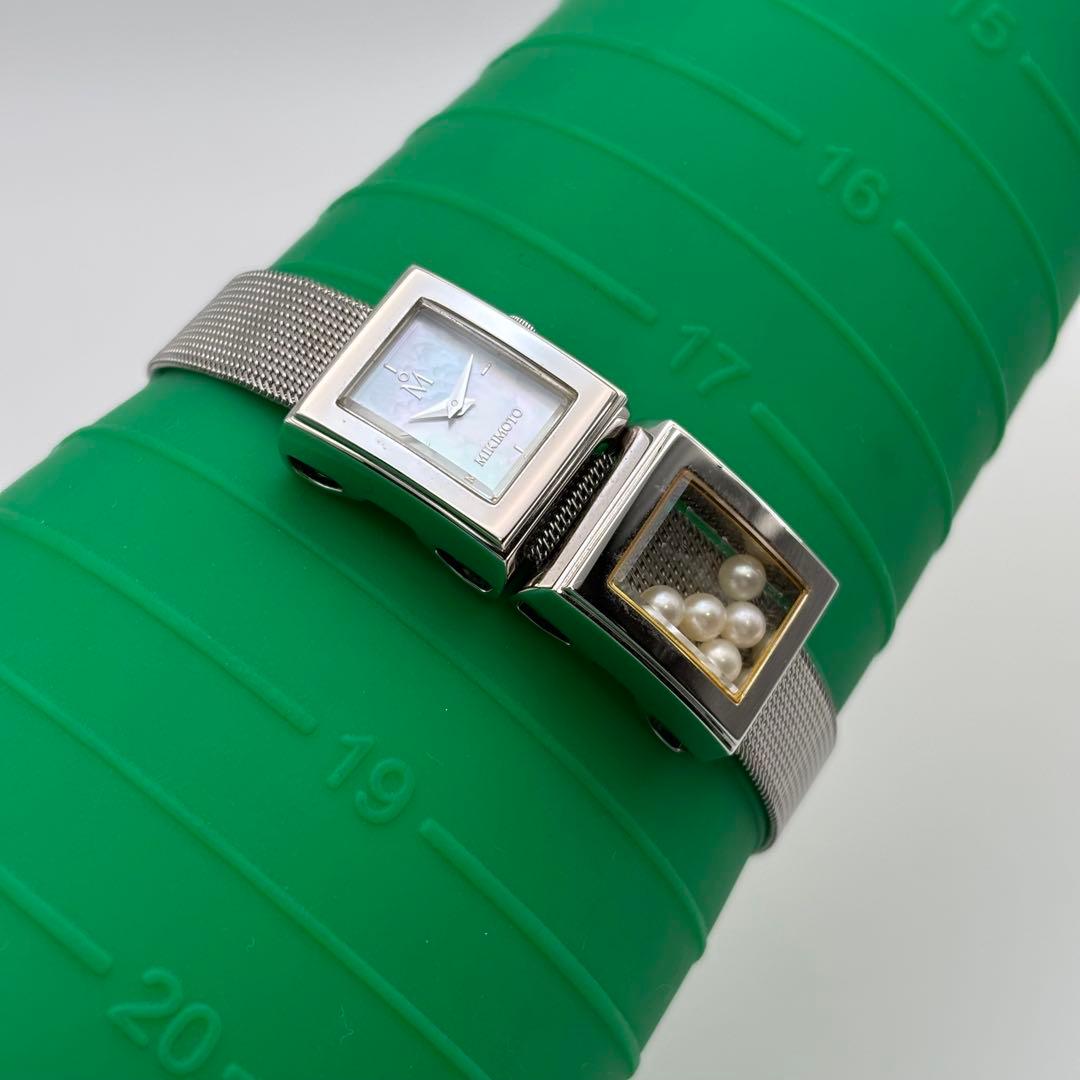 新品電池 ミキモト パール 腕時計 クォーツ シェル文字盤 スクエア 稼動品