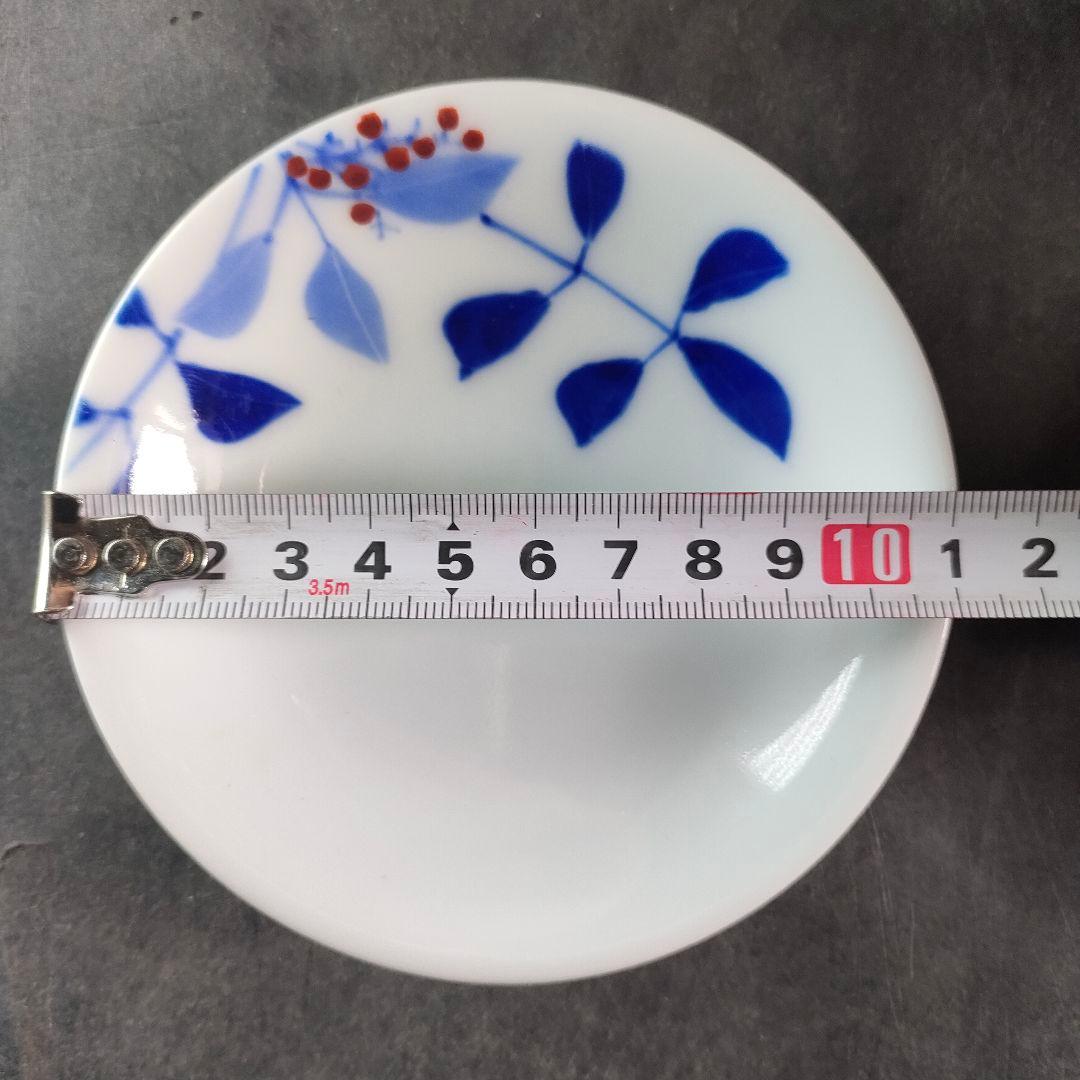 C17-1/平安柏泉造/染付南天図文皿19客/向付/小付/銘々皿/懐石料理