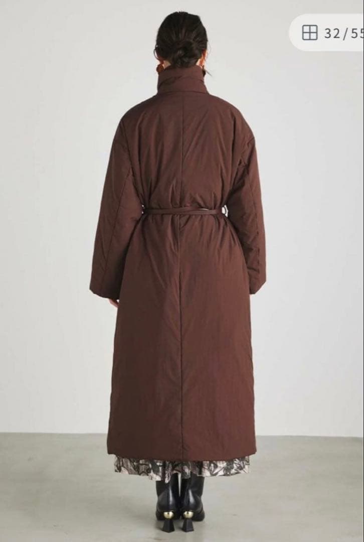 rienda ブラウン 中綿ロングコート ベルト付き