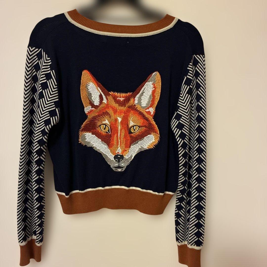 希少　PALAVA キツネ刺繍カーディガン