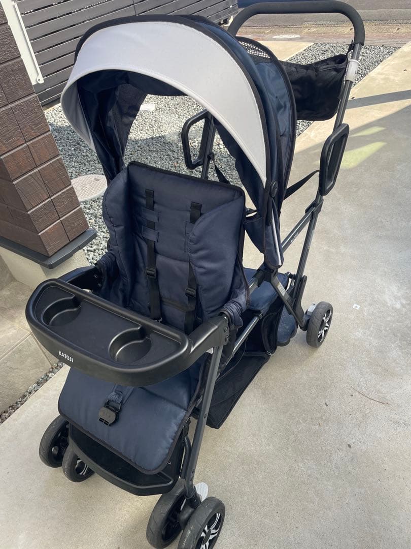 （12/26中発送可能）KATOJI ネイビー ベビーカー２人乗り