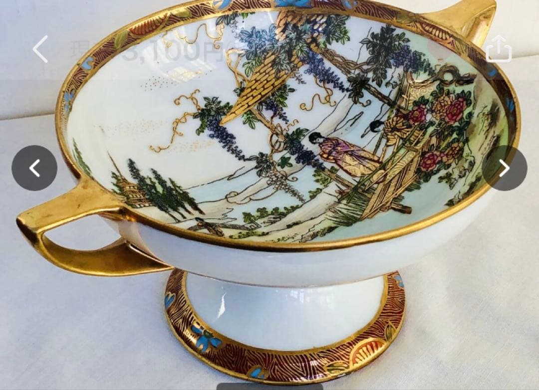 １９１０年　　　　　オールドノリタケ英国輸出用マルキ印 金彩ハンドコンポート皿