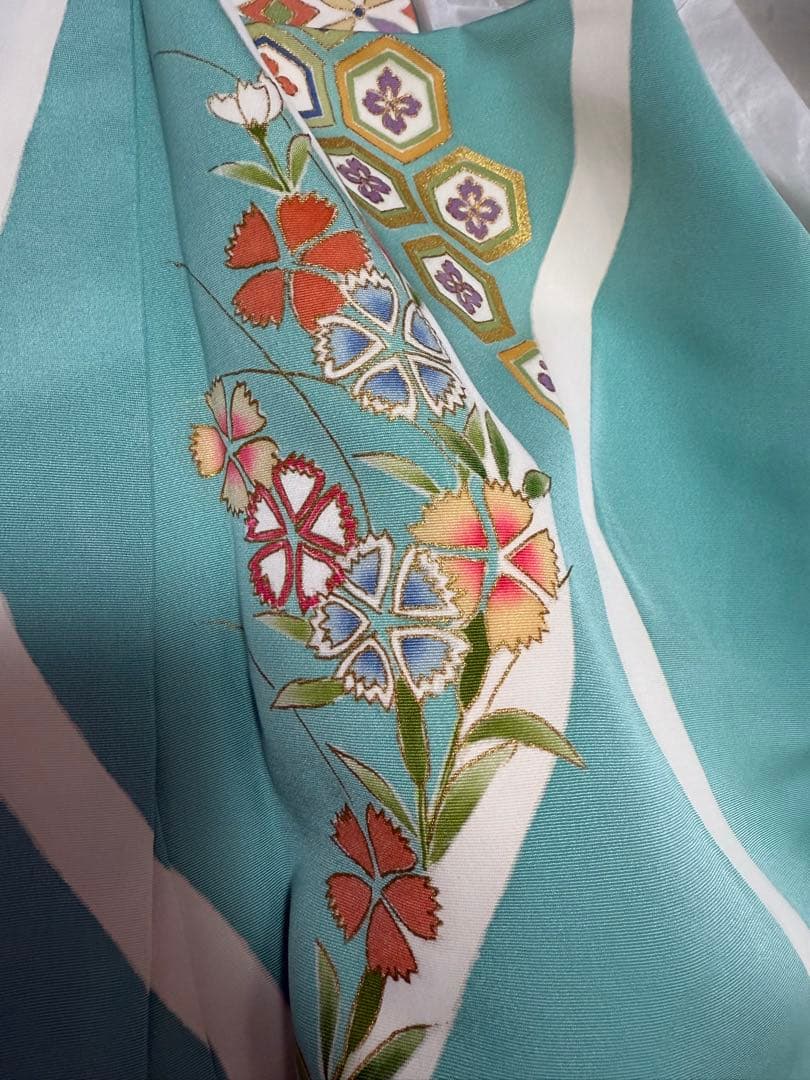 美術友禅振袖　吉祥立涌四季草花別誂え証書付き　長襦袢　新品袋帯