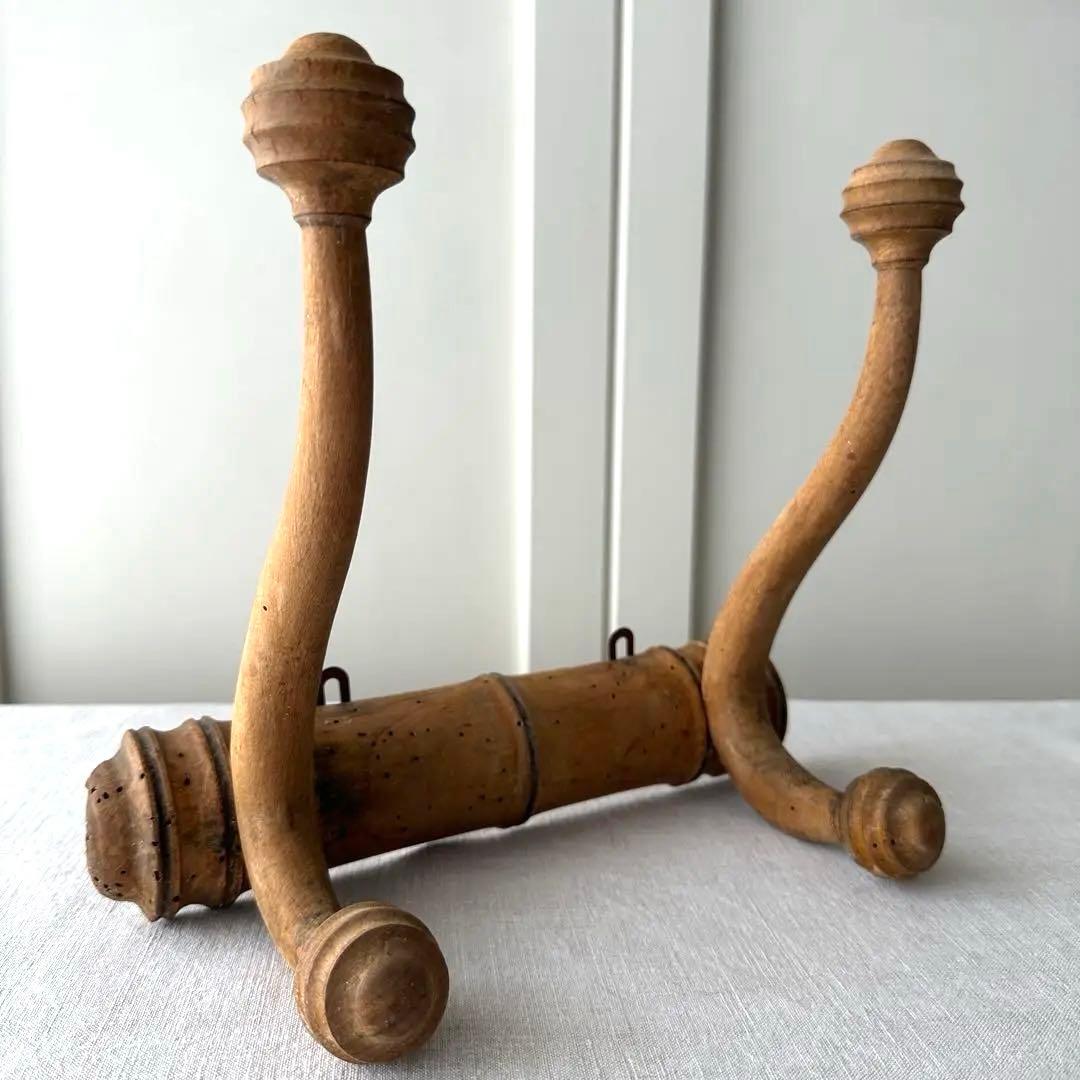 フランス アンティーク 木製 壁掛け ウォールフック バンブー コート掛け