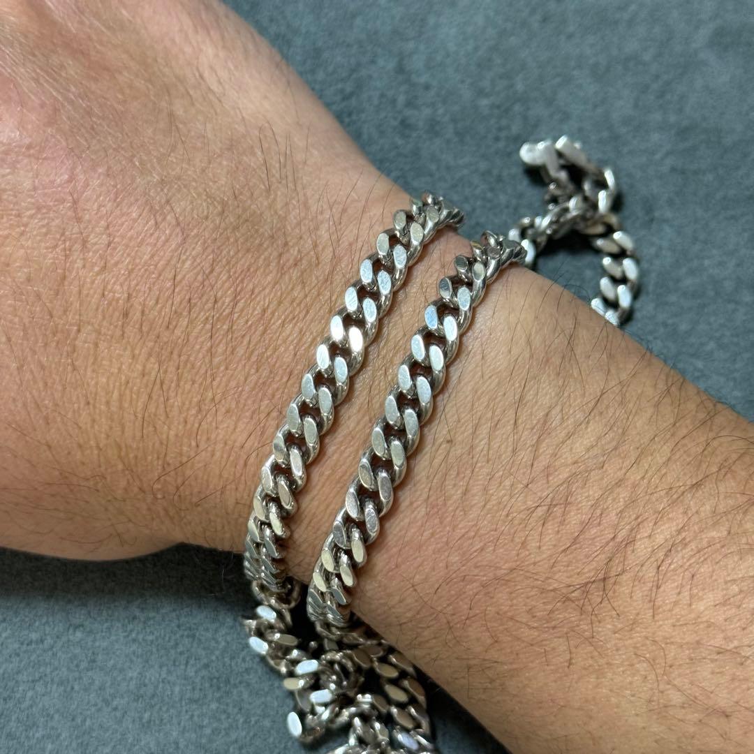 希少！シルバー925 2面シングル喜平ネックレス 60cm 67g 太め