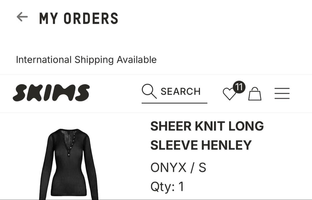 トップス SKIMS Sheer Knit Long Sleeve Henley