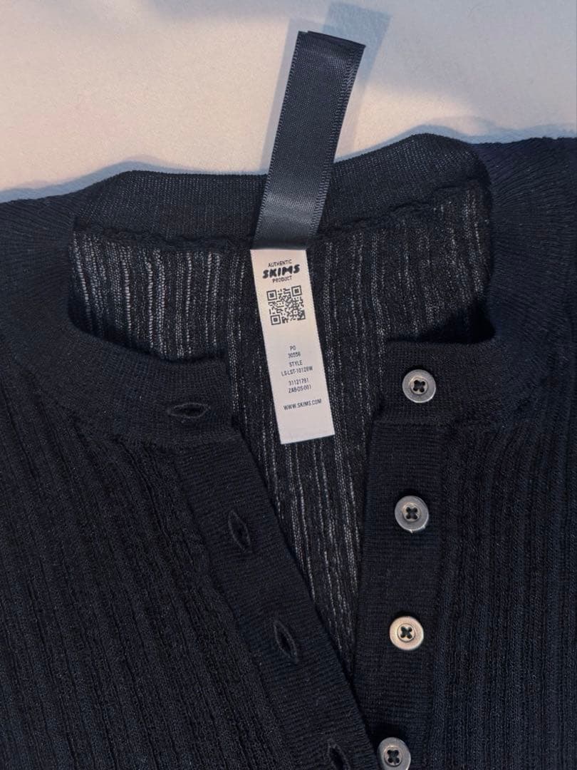 トップス SKIMS Sheer Knit Long Sleeve Henley