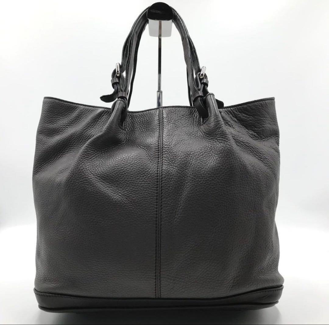 美品 定価25万 ジョルジオアルマーニ トートバッグ ロゴプレート レザー