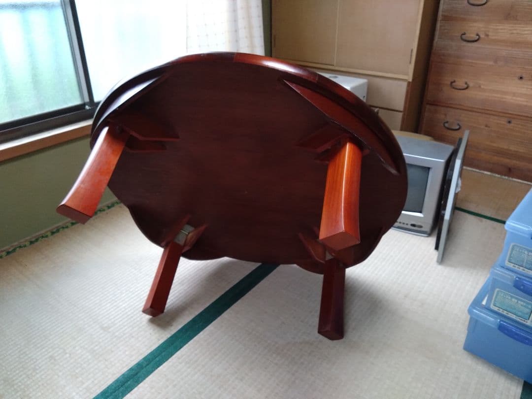 ちゃぶ台 木製円形座卓 光沢仕上げ