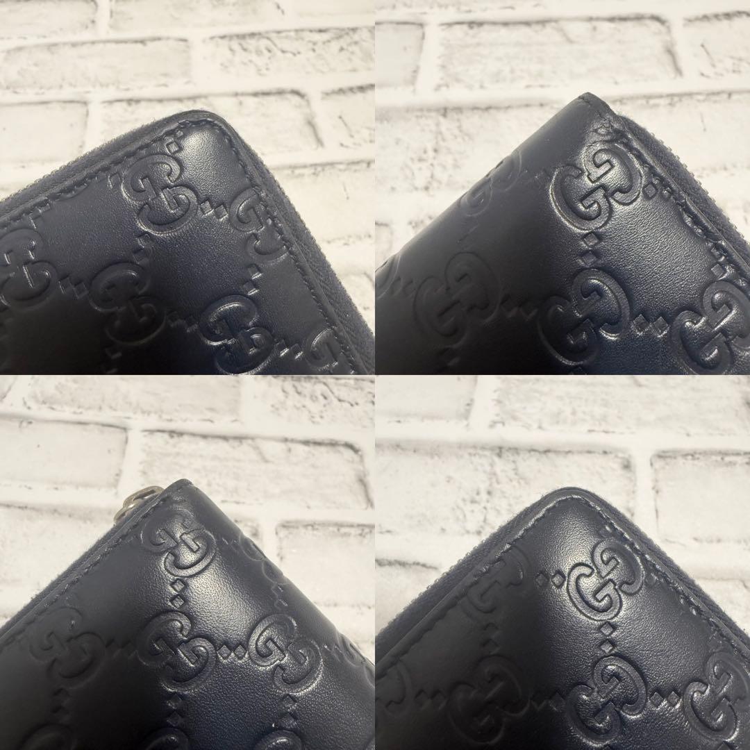 美品✨グッチ 長財布 シマ GG ドリアン インターロッキング レザー ネイビー