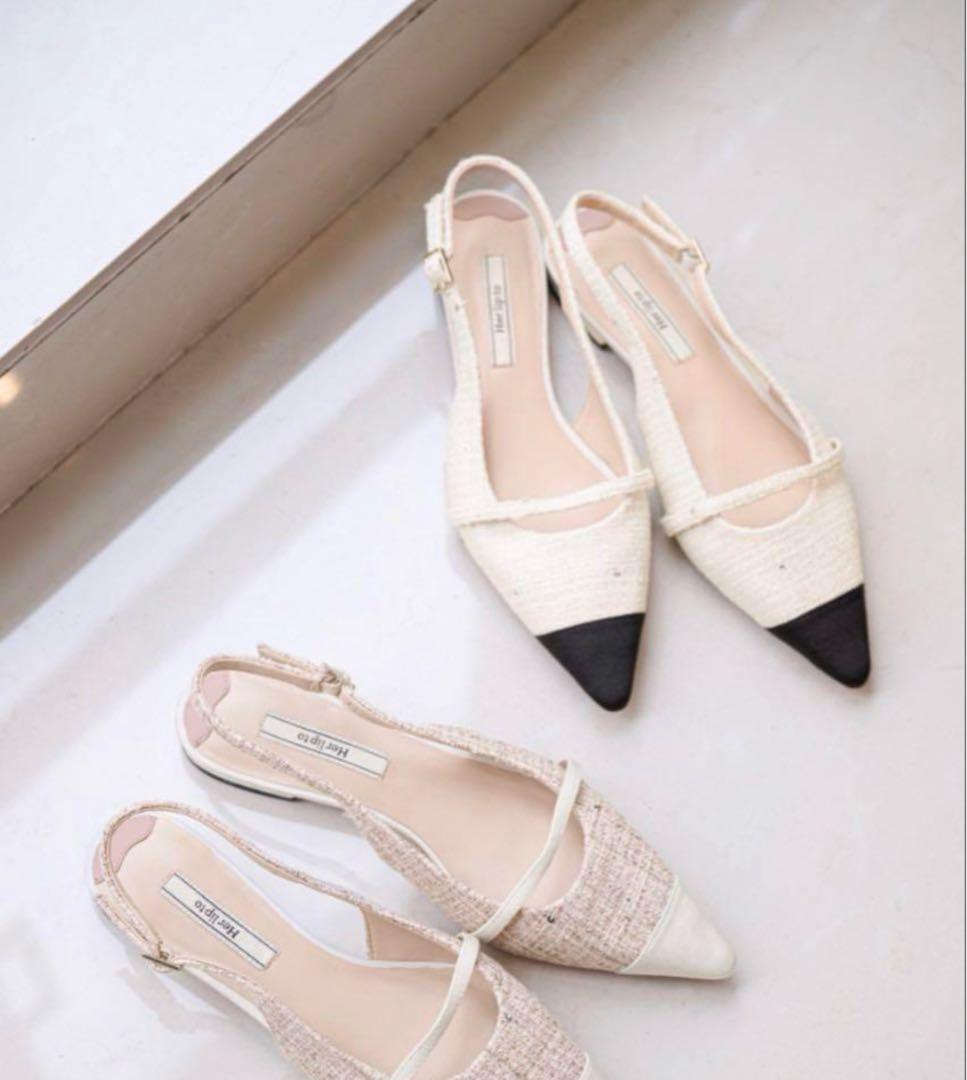 靴 herlipto Tweed Slingback Flats36