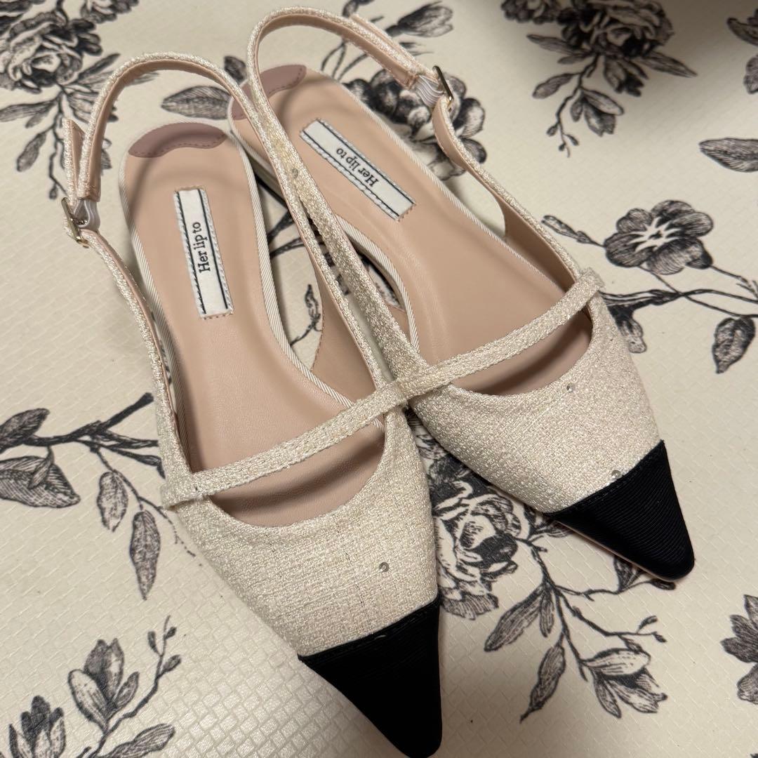靴 herlipto Tweed Slingback Flats36