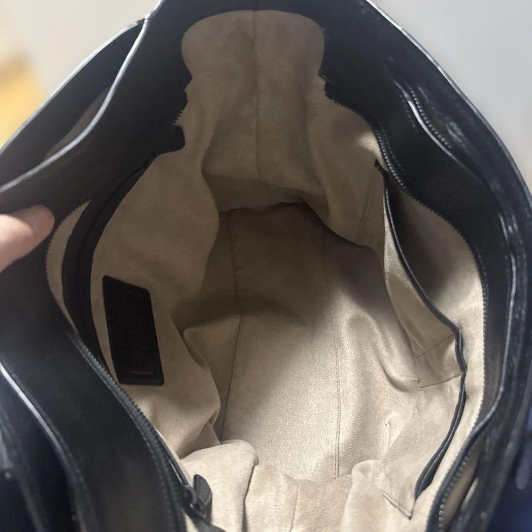 COACH ネイビー 黒レザー トートバック　A4ネイビー レザー トートバッグ