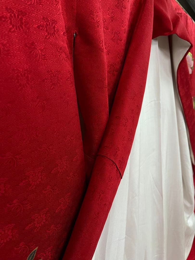 中古★振袖★仕立て上がり　NO.B10 赤色　絞り柄モダン　成人式　結婚式