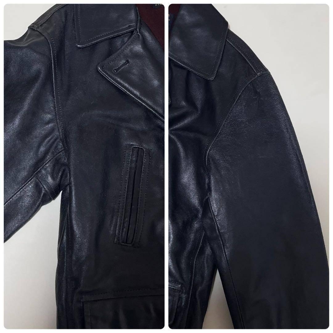 【良品】DOG FIGHT/ドッグファイト　レザー Pコート　本革　ジャケット