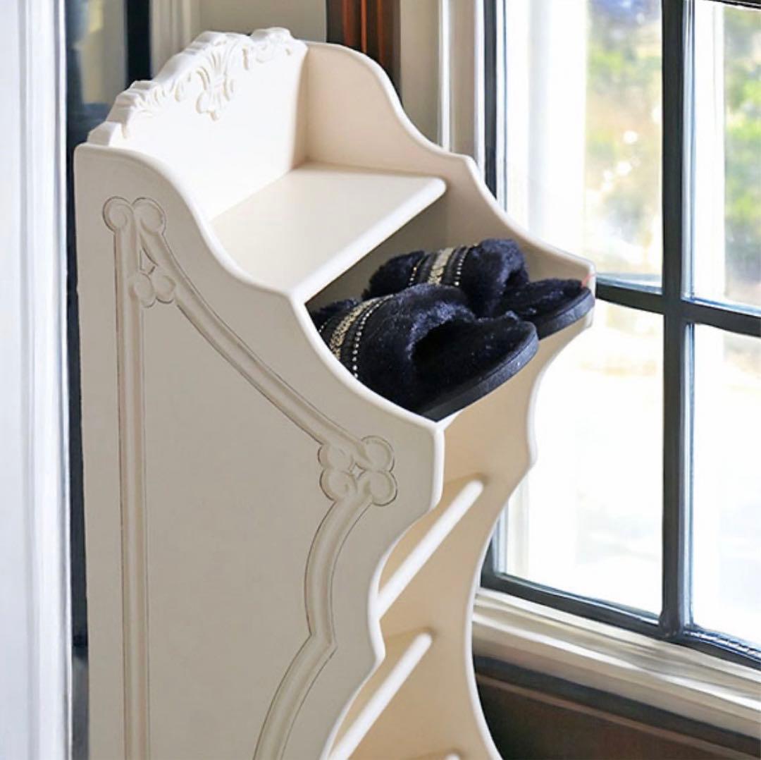 204【新品】ヨーロピアン クラシック スリッパラック アンティークホワイト