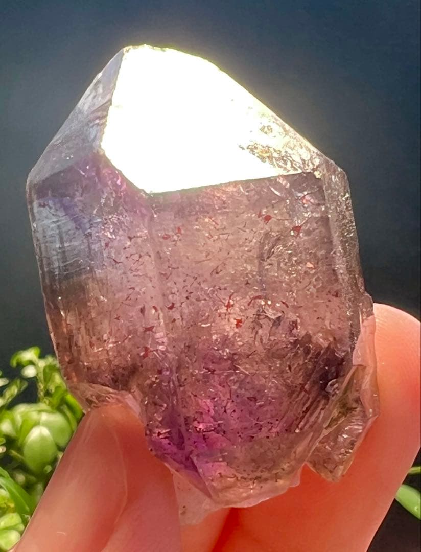 クロサイトインクォーツinアメジスト骸骨水晶　アメジストエレスチャル　原石天然石