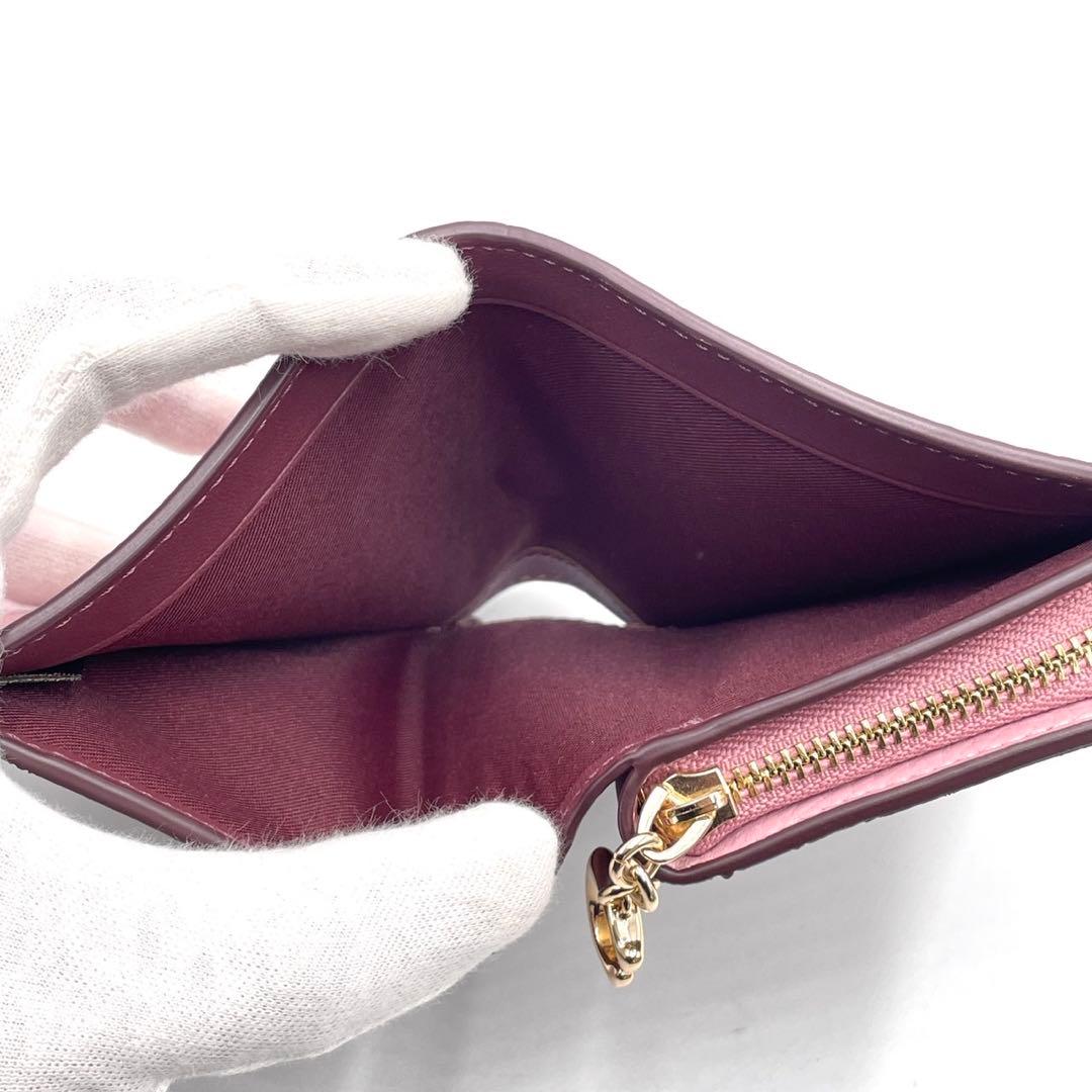 未使用級● コーチ 折り財布 二つ折り スナップウォレット ピンク レザー