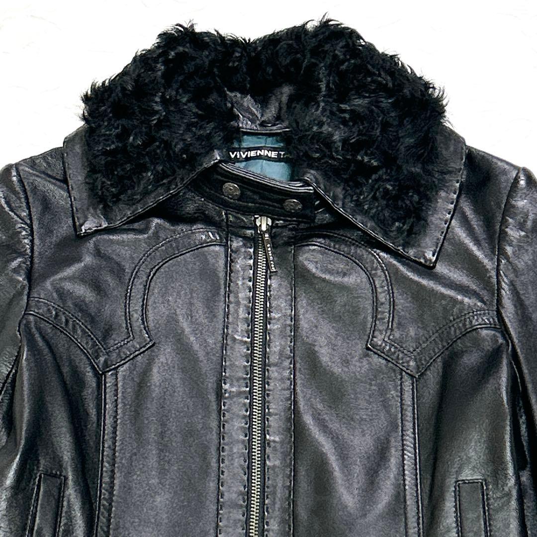 美品❤︎VIVIENNE TAM レザージャケット 羊革 ドラゴンボタン ブラック