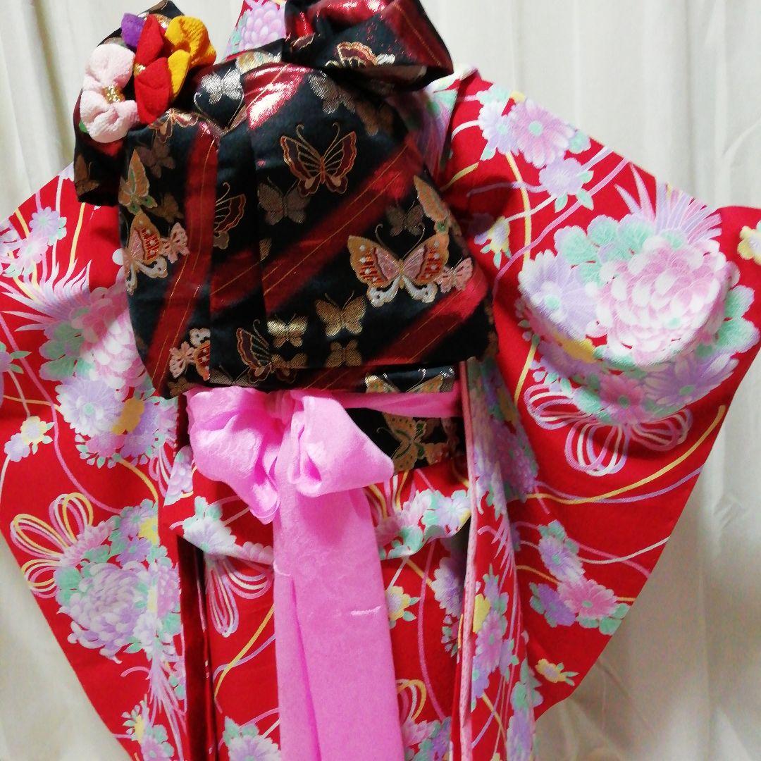 七五三　着物セット　赤色　薄紫　7歳　美品