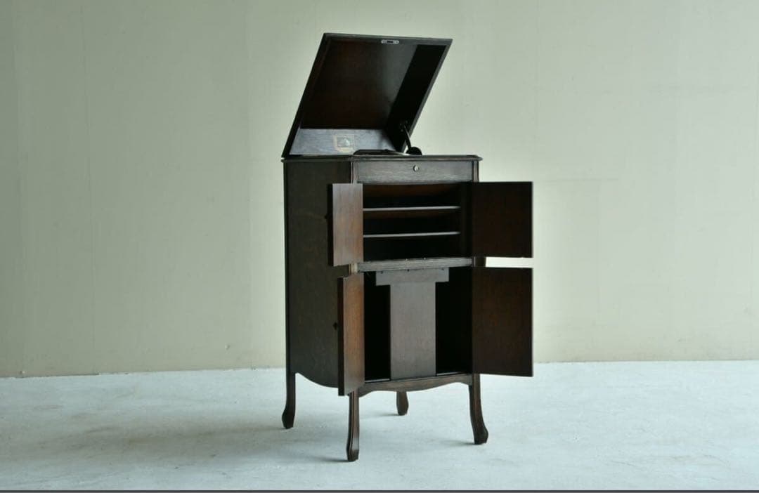 【博物館級】英 HMV 162 蓄音機 整備済み完動品 ビンテージ家材