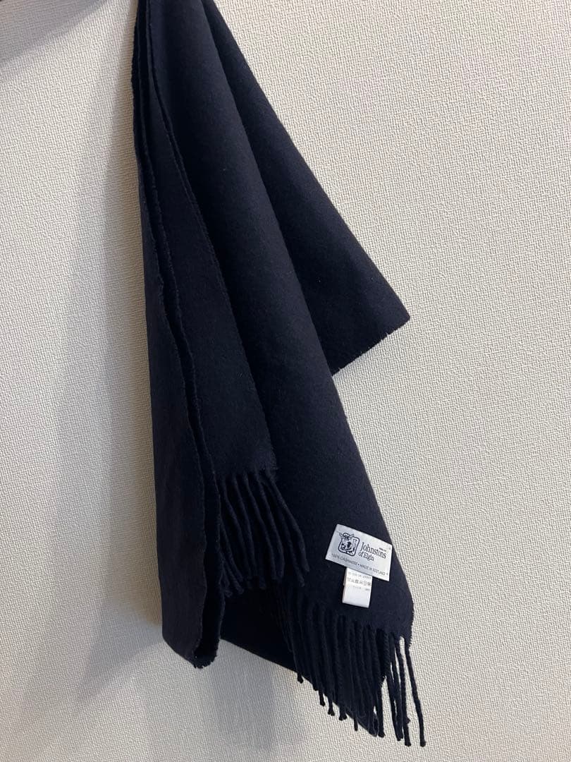 Johnstons of Elgin カシミヤマフラー ネイビー