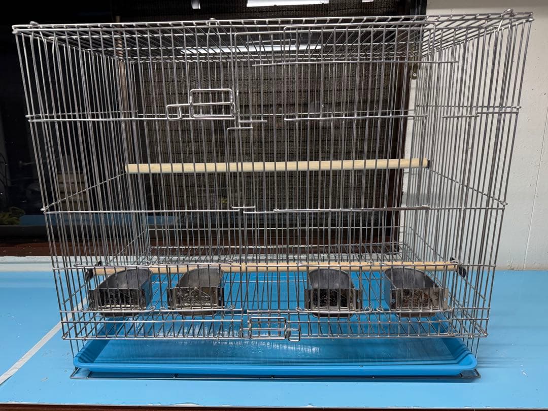 ステンレス製鳥かご 餌入れ4個付き