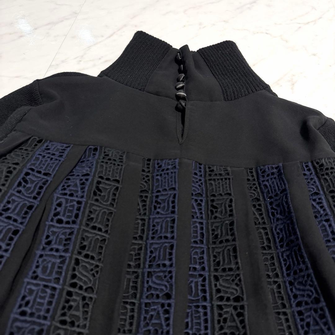 【美品】sacai バックプリーツ ドッキング ニット タートルネック サカイ