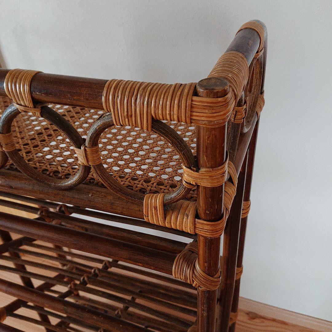 昭和レトロ 5段ラタンラック 籐家具 古家具