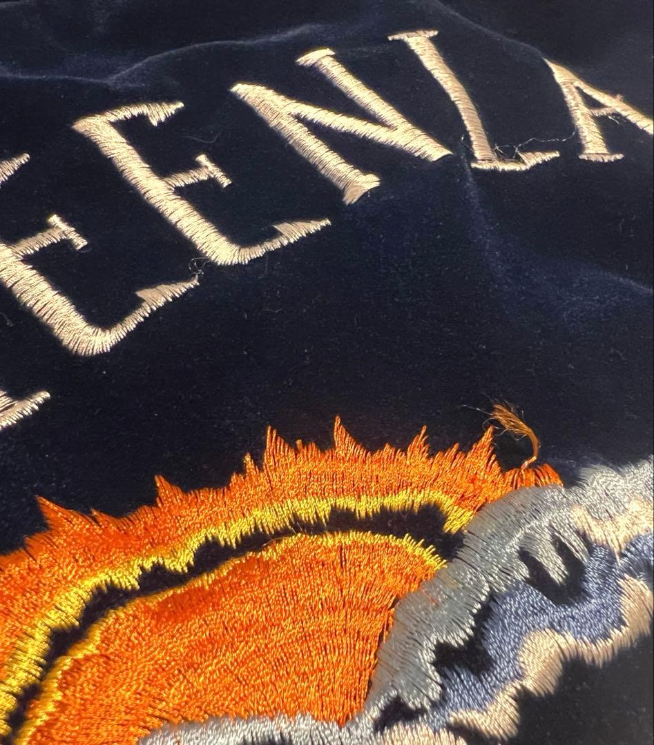 HOUSTON ヒューストン　別珍　白熊　スカジャン　ベロア　ネイビー