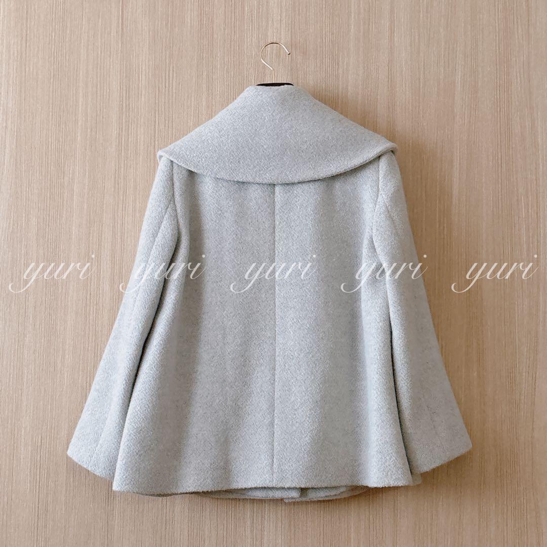 【1123】アナイ　アンゴラショートコート　ライトグレー　36 A