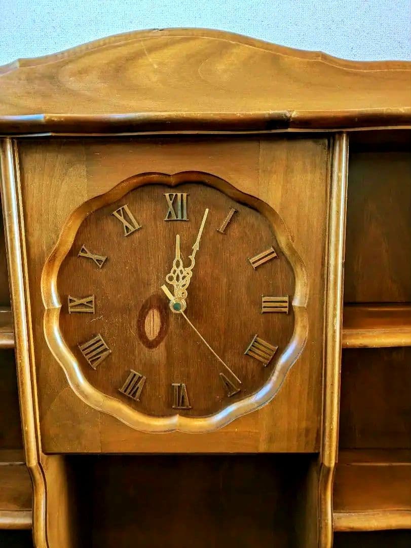 お値下げ中！英国アンティークシェルフ・時計付（送料込）