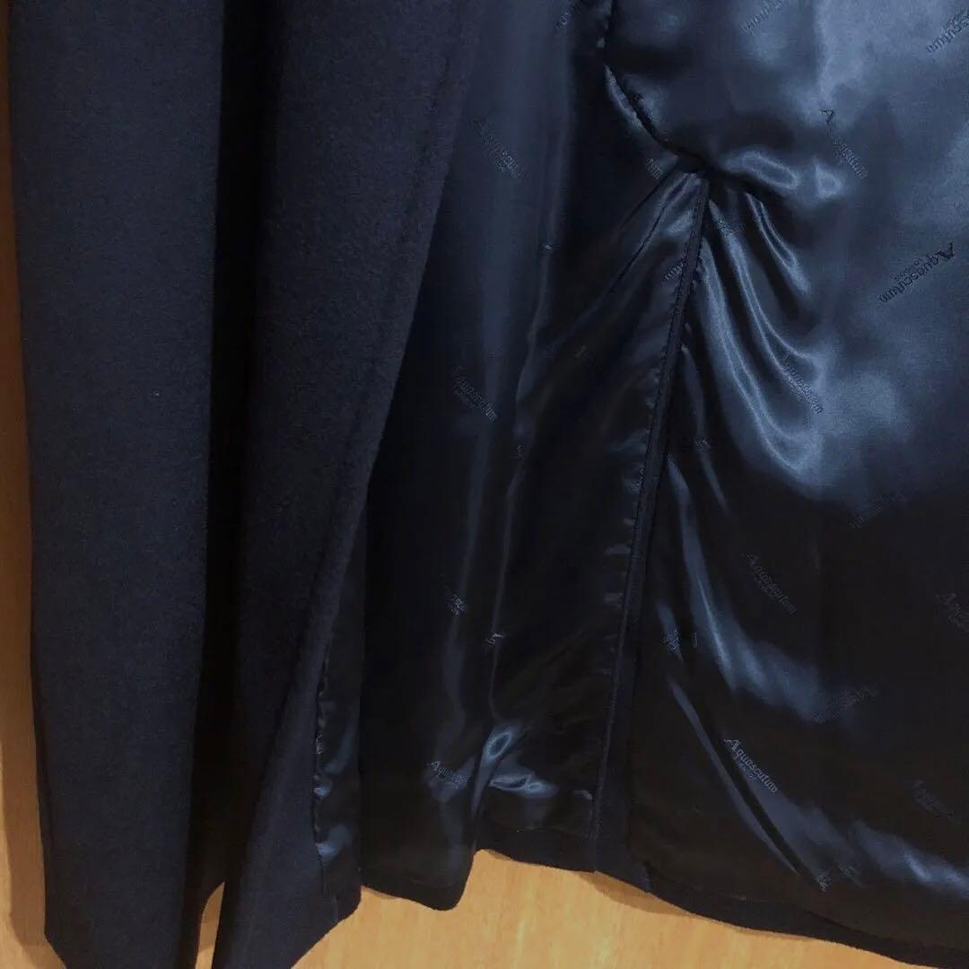 アクアスキュータムカシミヤコート　　　　ステンカラーコート　ブラック　英国製