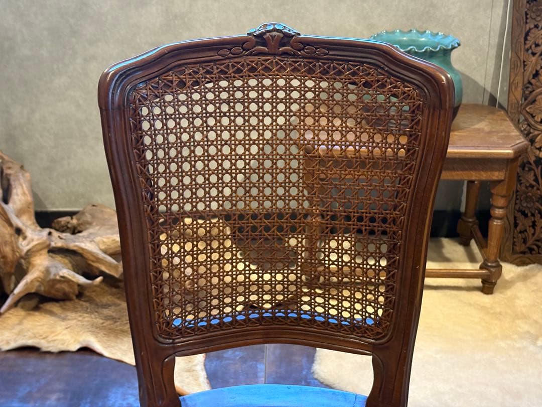 フレンチアンティーク　猫脚　クラシック　ラタンシートチェア　ヴィンテージ　NZ