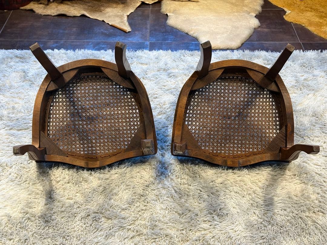 フレンチアンティーク　猫脚　クラシック　ラタンシートチェア　ヴィンテージ　NZ