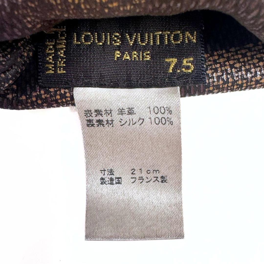 雷電 ルイヴィトン レザーグローブ ＃7.5 ラムスキン ダミエ 手袋