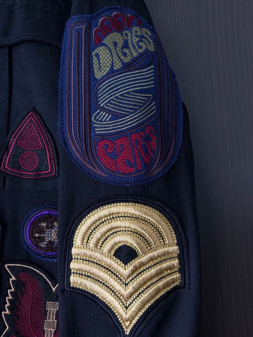 ドリスヴァンノッテン2016AW ミリタリースタイル刺繍入り長袖シャツ