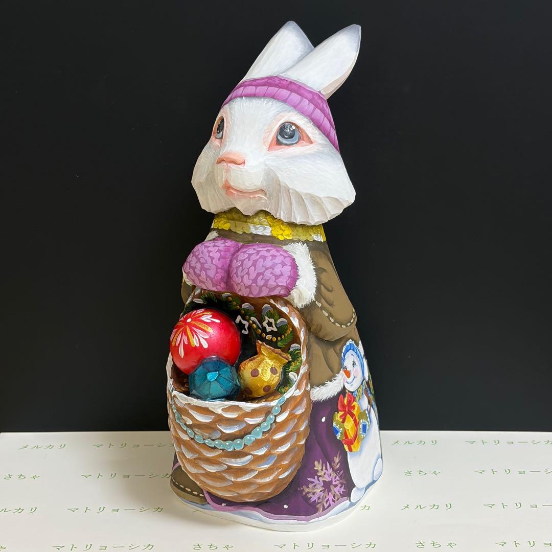 クリスマス　オーナメント　うさぎ　木製　手作り　スヴェトラーナ・ニコラエヴァ