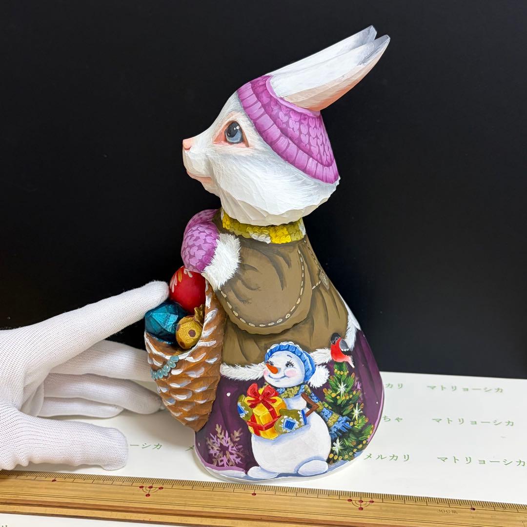 クリスマス　オーナメント　うさぎ　木製　手作り　スヴェトラーナ・ニコラエヴァ