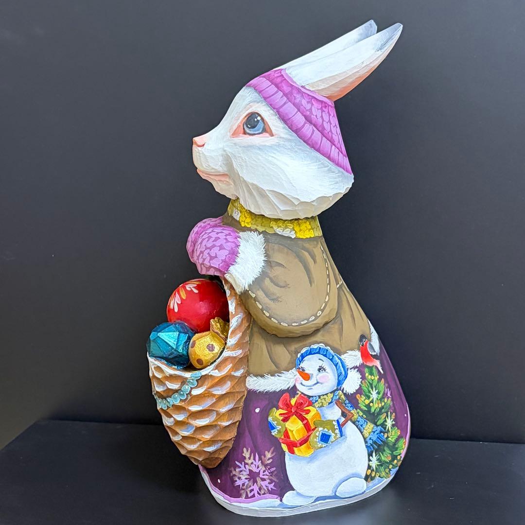 クリスマス　オーナメント　うさぎ　木製　手作り　スヴェトラーナ・ニコラエヴァ