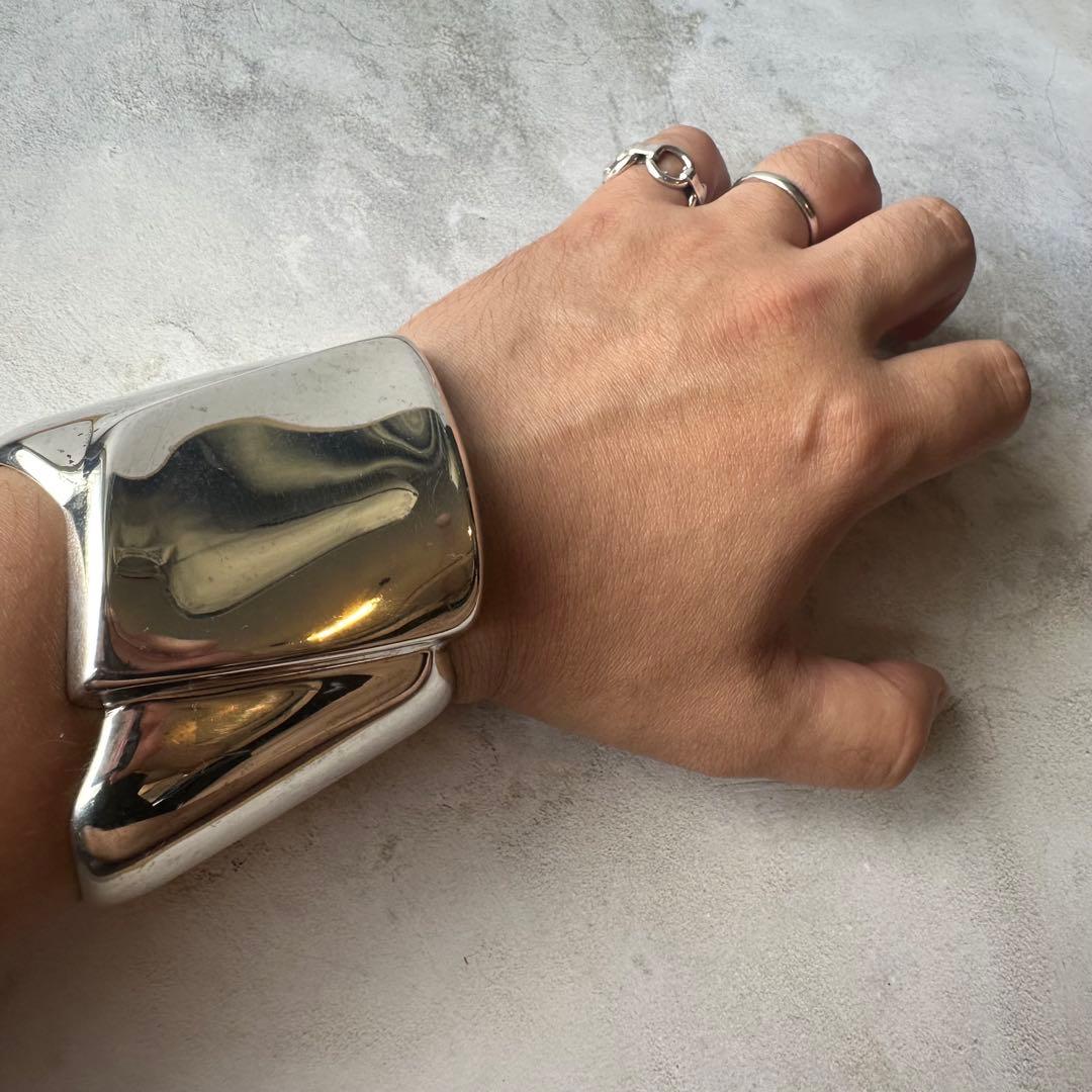 ヴィンテージ ヘビーボーンカフブレスレット シルバー925 スペイン製