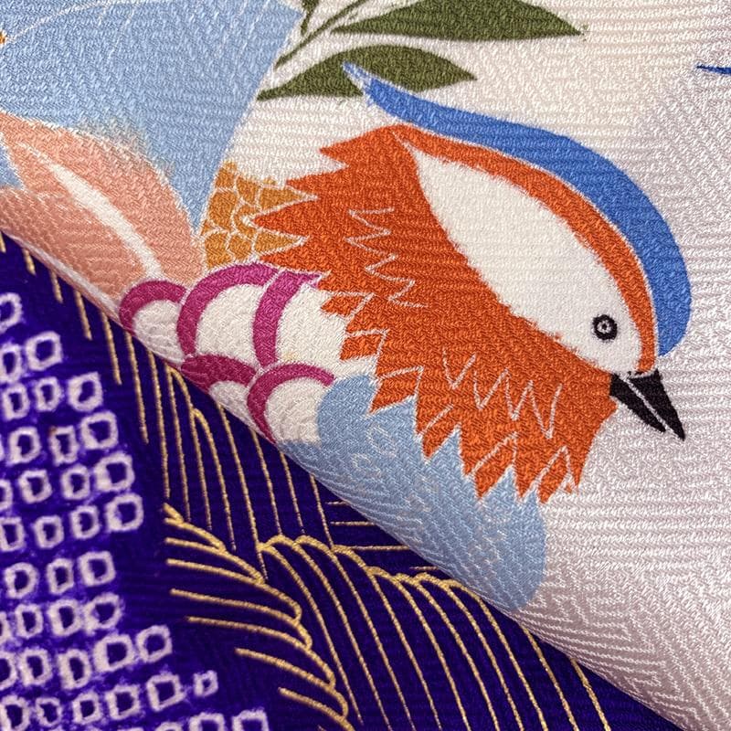 512ag64帯揚げ帯締め□七五三 七歳 女児 着物&袋帯 鴛鴦 絞染め