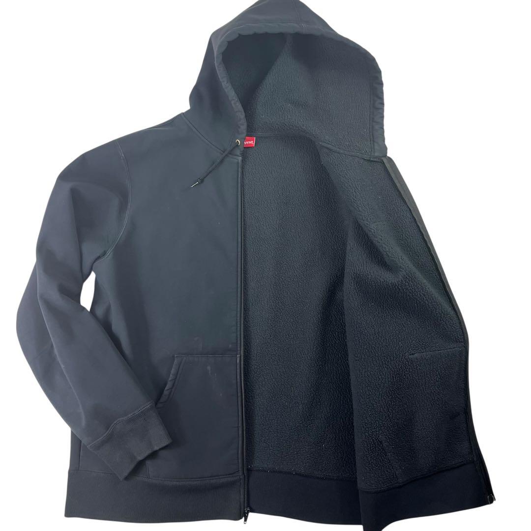 Supreme WINDSTOPPER ジップアップフーディ 黒 コラボ ロゴ