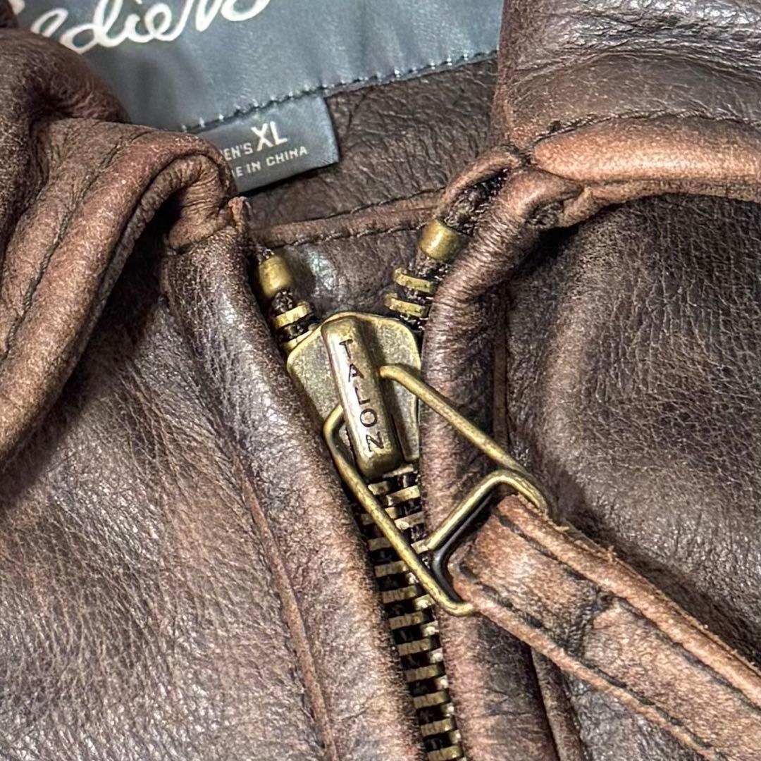 00s Eddie Bauer 牛革 レザージャケット ブラウン XL