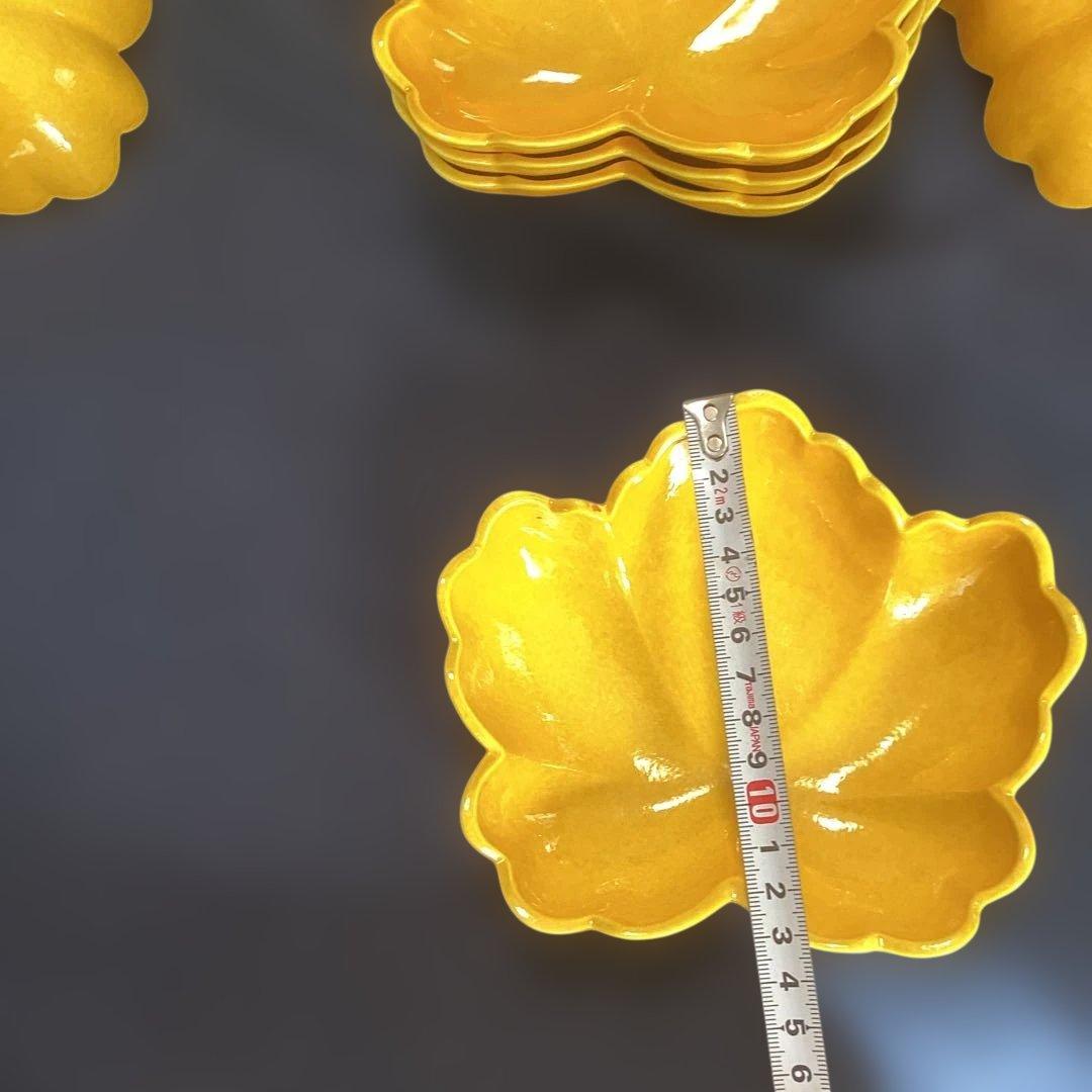 京焼黄交チ蔦の葉型向付6客　　新品未使用　　秋の器　　酢の物厳禁　 今橋貴古作